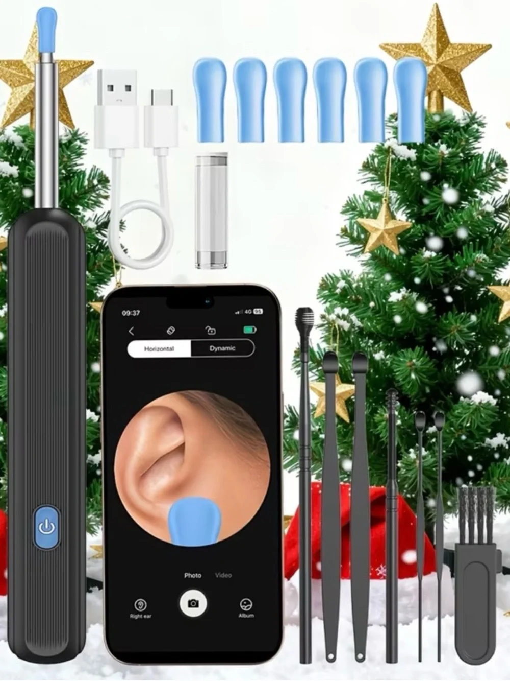 (13) Wireless Endoscope Ear Camera with Blue Tips - Compatible with Smartphones